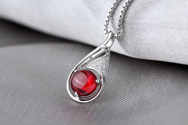 Fashion red ball necklaces pendants for women 925 sterling silver with Cubic Zironia stone pendant jewelry for ladies