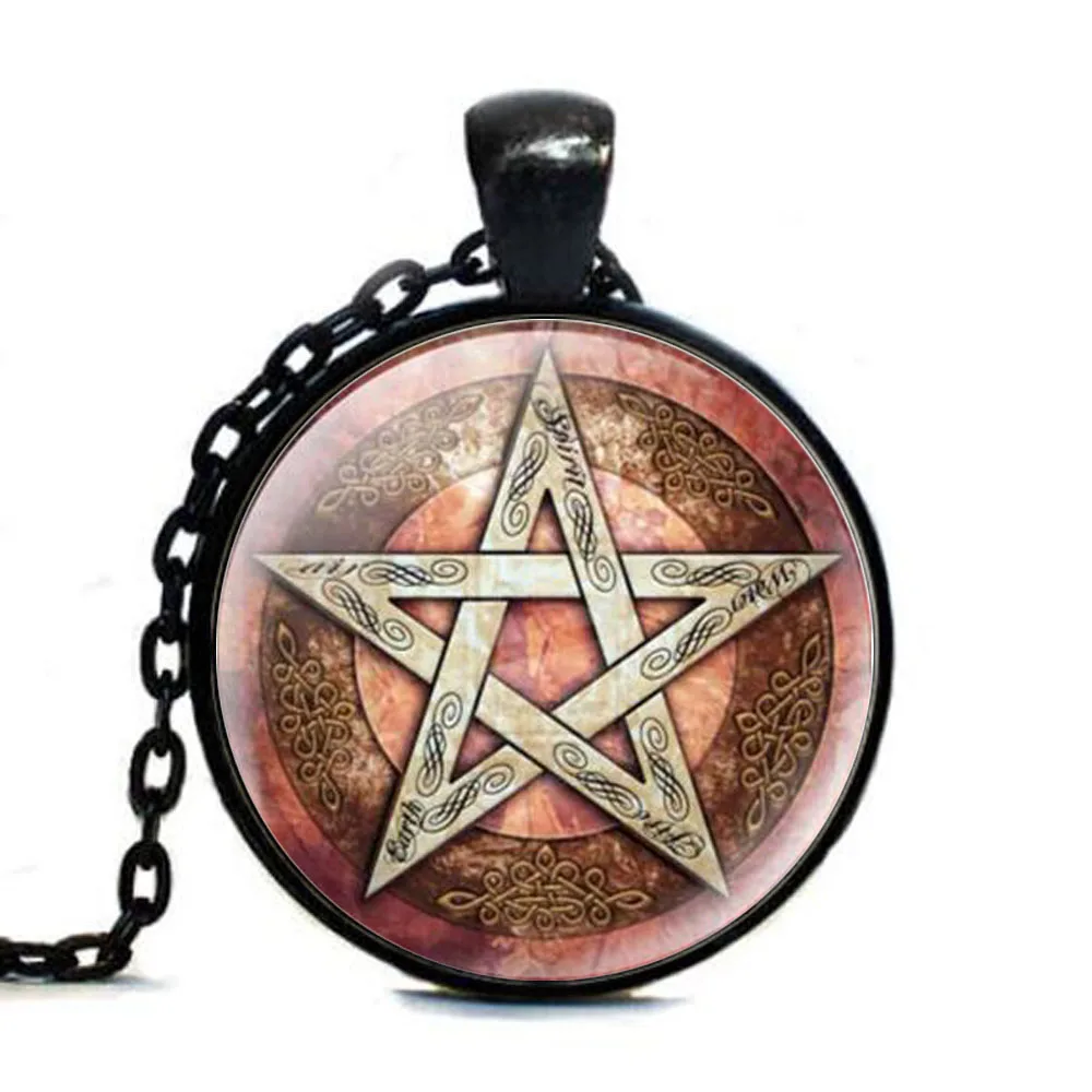 Statement Tag Эзотерическая пентаграмма стеклянная метка Кабошон ссылка чокер бирка