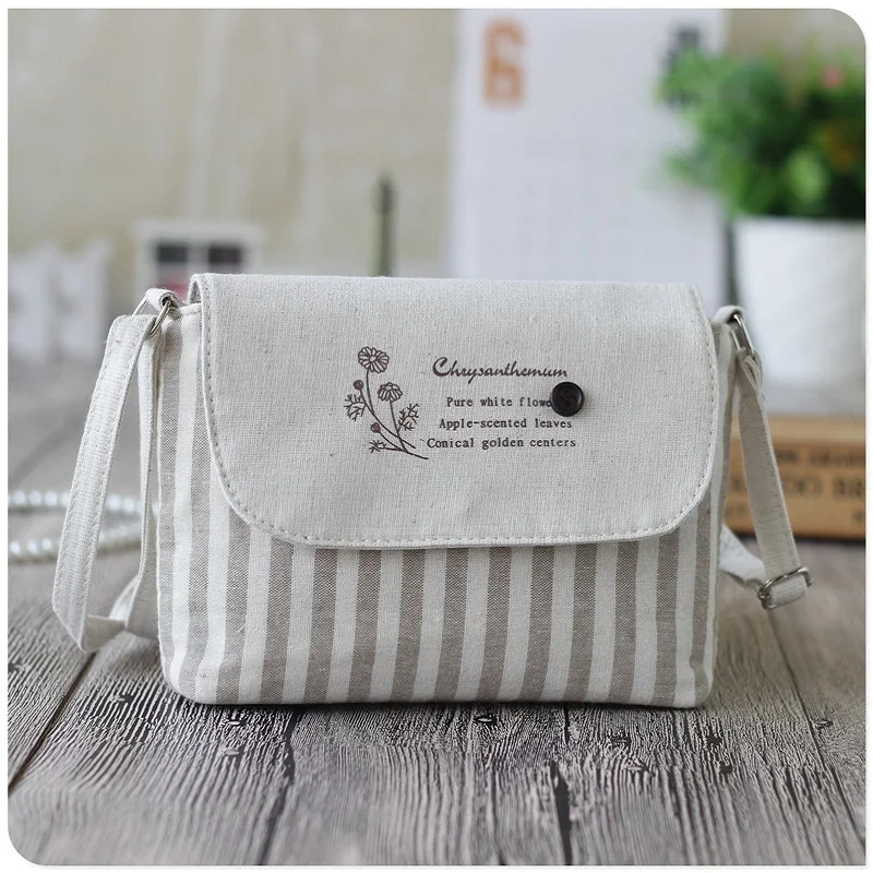 Хлопковые женские мини сумки в полоску с принтом через плечо маленькие чехлы для