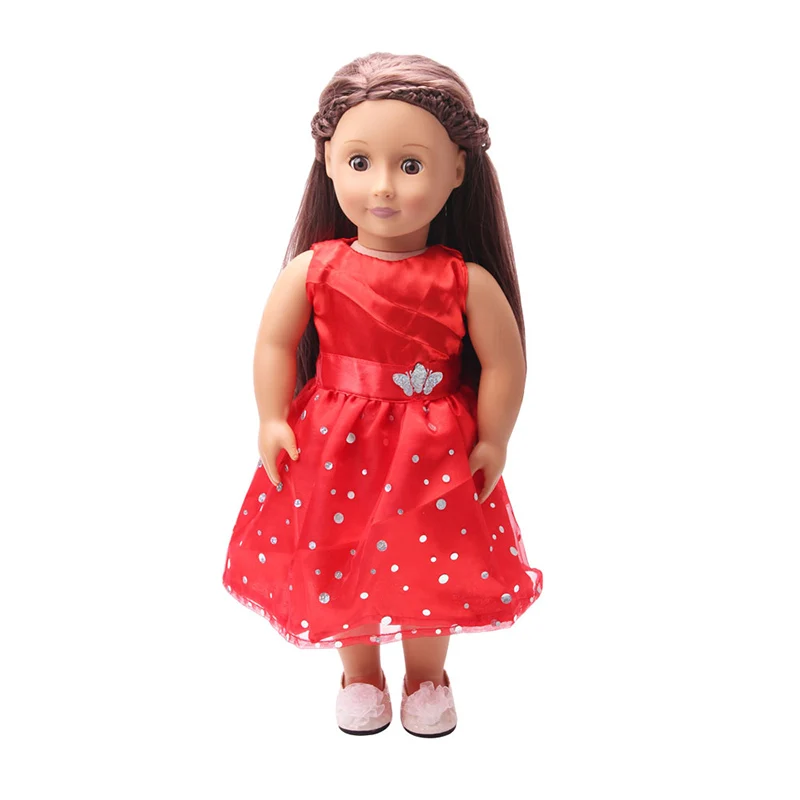 

Doll clothes Lovely baby red dress toy accessories fit 18 inch Girl doll and 43 cm baby doll c73