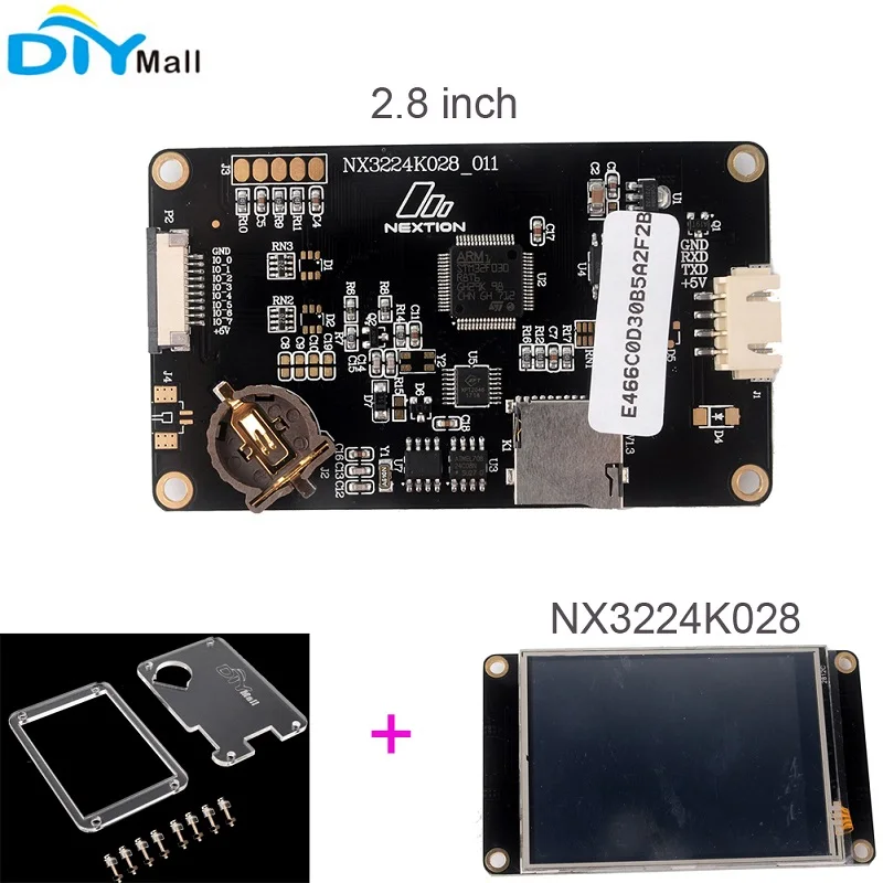Nextion and Case Nextion Enhanced 2," NX3224K028 320x240 резистивный сенсорный экран HMI UART прозрачный акриловый чехол для Raspberry Pi - Комплект: Nextion and Case