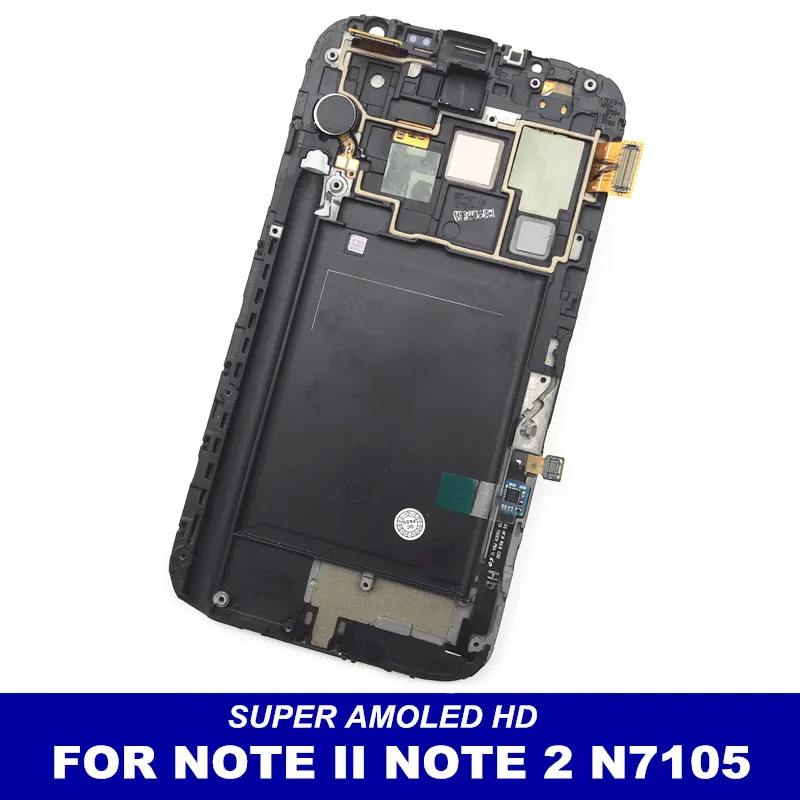 С рамкой для телефона LCDs Samsung Galaxy Note 2 Note2 N7105 супер AMOLED ЖК дисплей дигитайзер