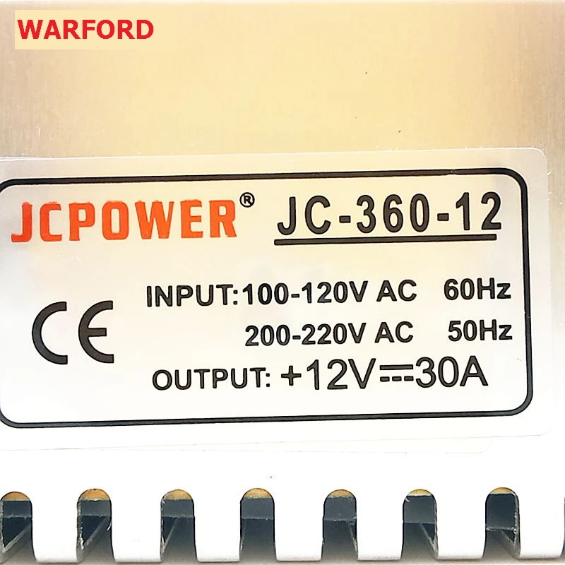 DC 12 V 30A 360 W импульсный источник питания для ws2811/5050/3014/3528/2835/5630/6803/TM1812 цветных (rgb)