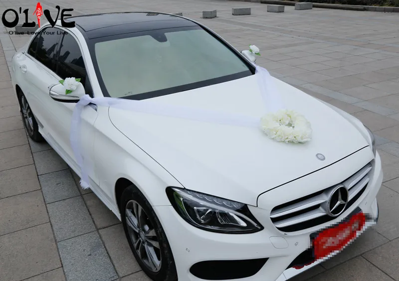 Набор свадебных автомобильных украшений в виде сердца, искусственные цветы, шёлковые помпоны, домашний декоративный венок, гирлянда, сделай сам, цветок, свадебные аксессуары