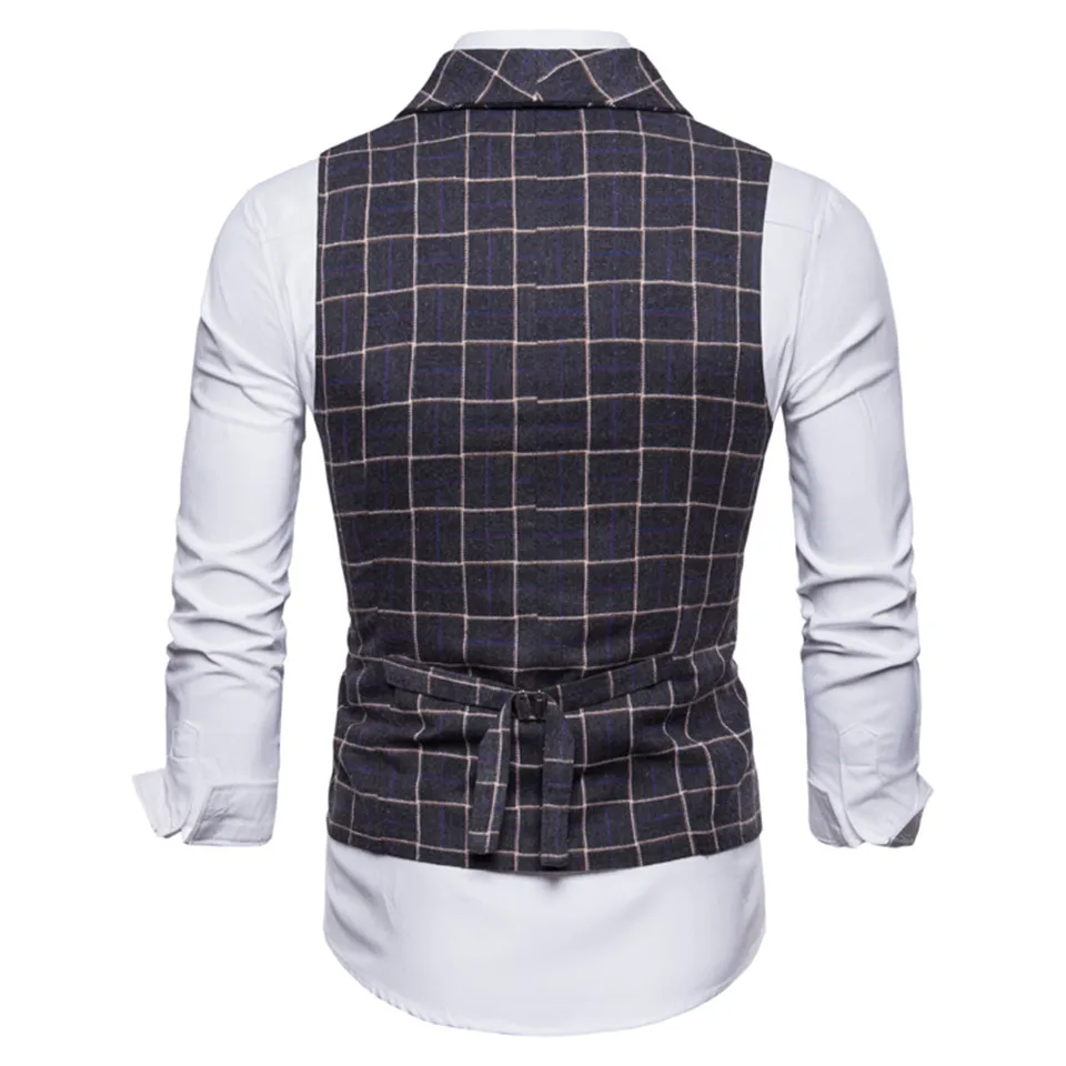 Riinr, бренд, мужской Клетчатый жилет, 3XL, 4XL, модный жилет для вечеринки, мужской жилет, английский стиль, деловой стиль, повседневный серый жилет для мужчин