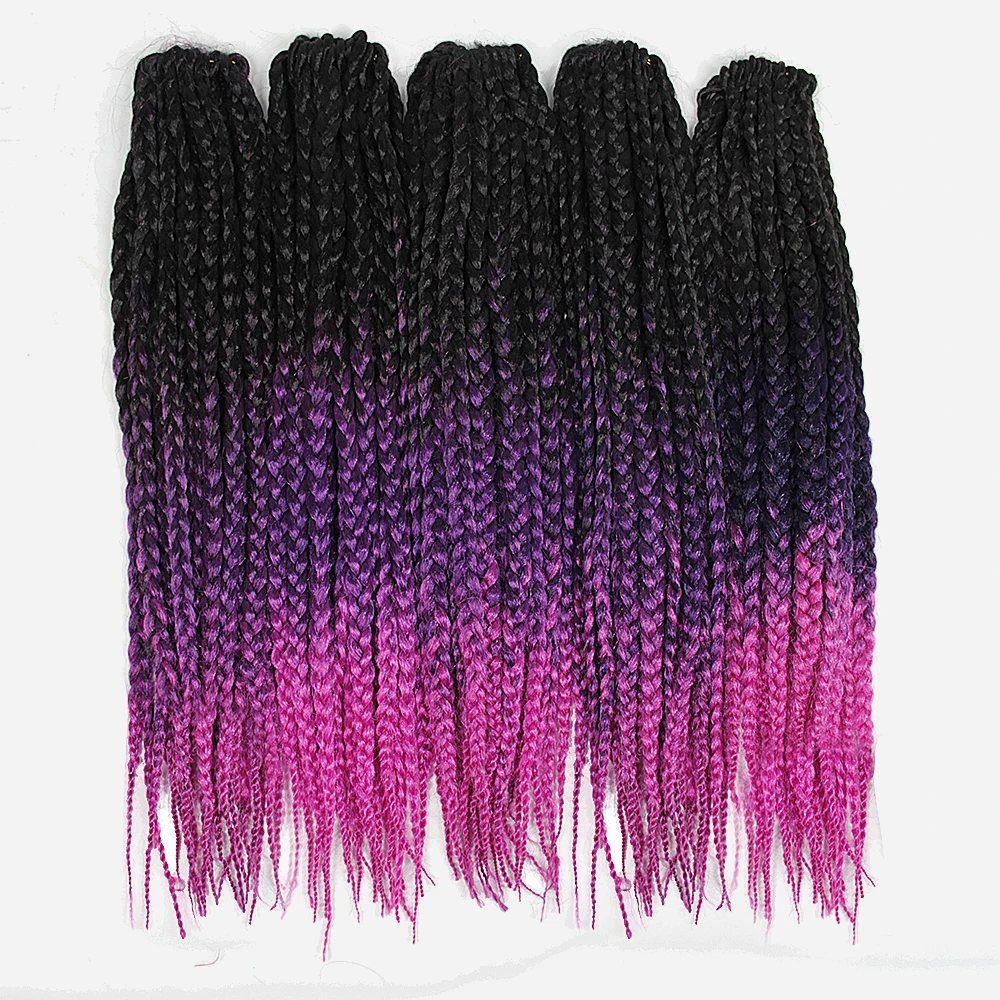 Коробка косами крючком волос Ombre розового и фиолетового цветов 120 г/упак. Роза