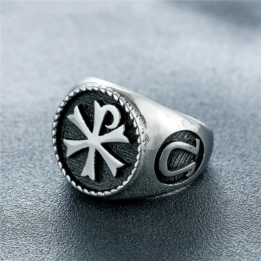 Silver Цвет золотой, серебряный, цвет, Мужская кольцо из нержавеющей стали 316L, символ, серебро, золото, винтажное ювелирное изделие - Цвет основного камня: Silver