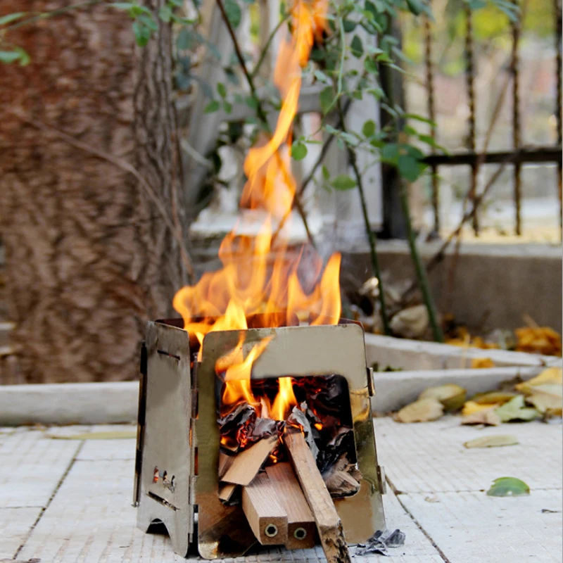 Camping Firewood Stove Alcohol Burnners Outdoor Portable Stainles Steel Picnic Split Stoves With Storage Bag Tray | Спорт и