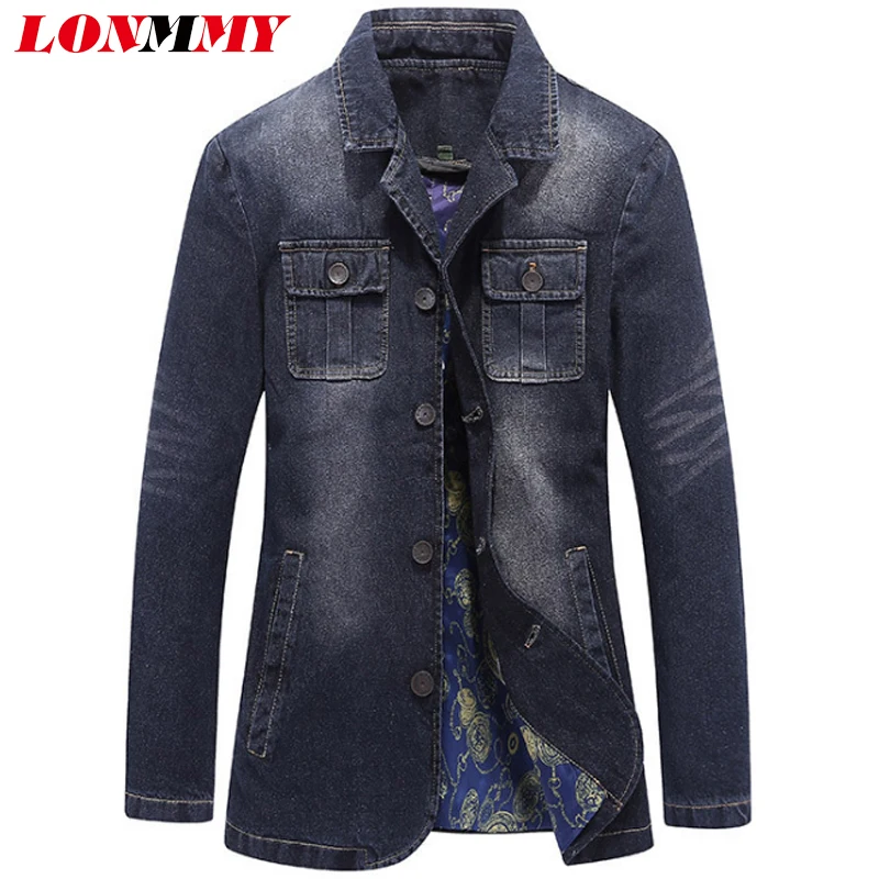 LONMMY джинсовые куртки для мужчин хлопок повседневное деним куртка ковбойские
