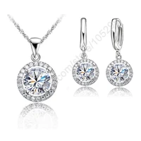 new arrivals women wedding jewelry set 925 sterling silver shiny crystals cz necklace earring for bridal high quality