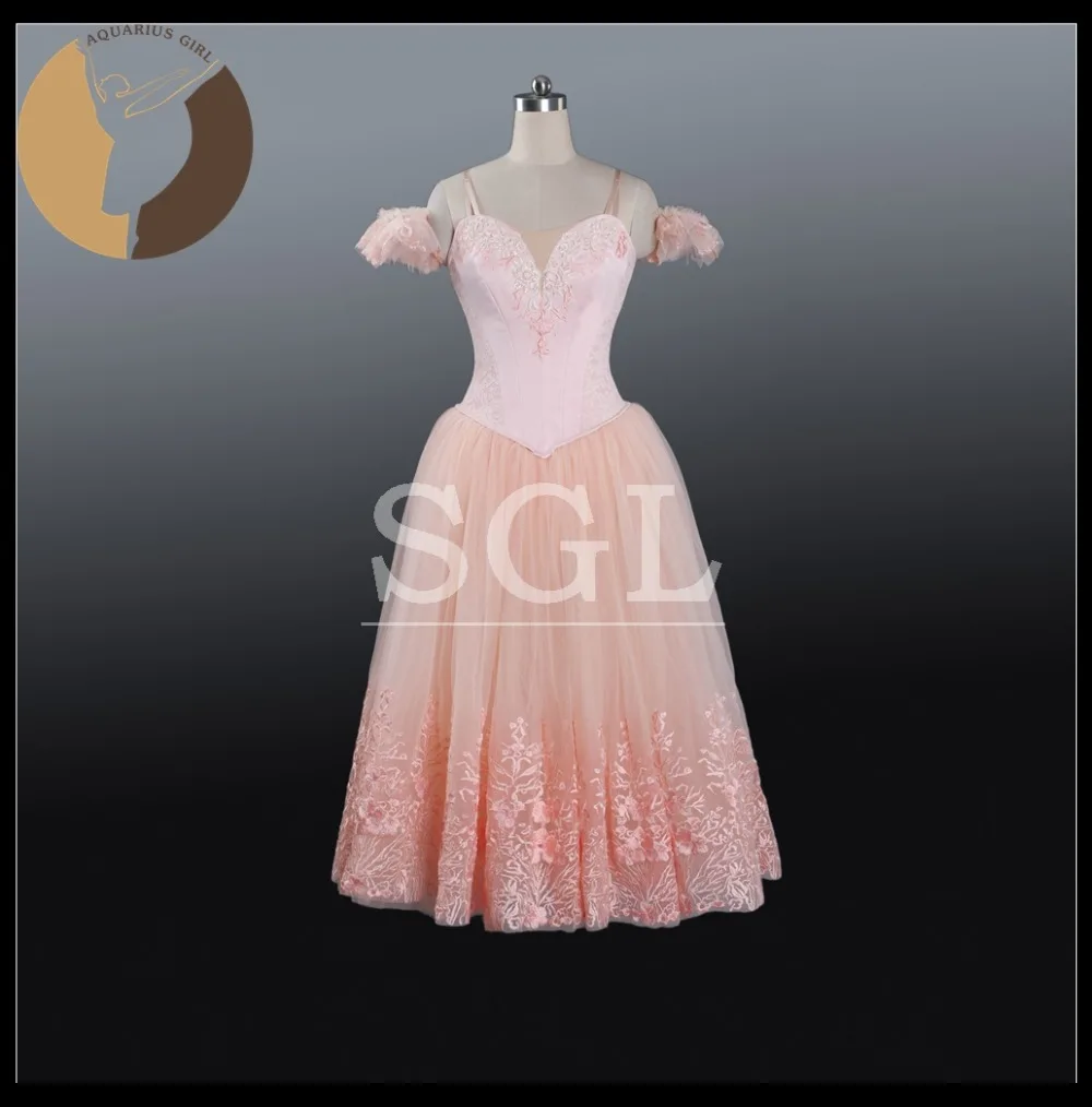 2016 Бесплатная доставка розовые длинные юбки для взрослых балета соревнований