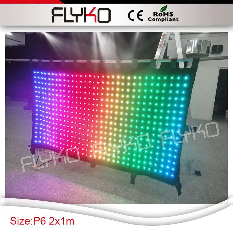 

1 м высокий на 2 м ширина p60мм сексуальный видео комикс полный цвет гибкий светодиодный видео экран для занавески