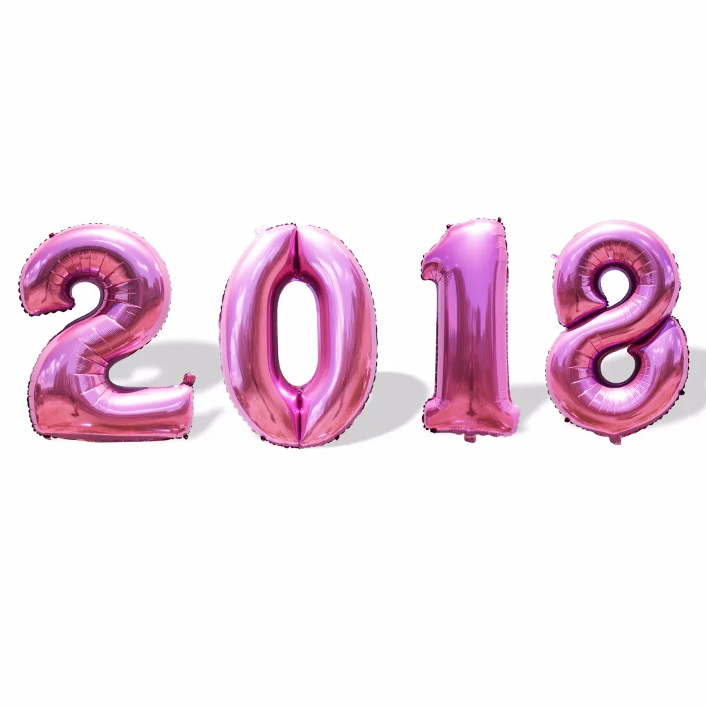 2018 с новым годом фольги Золотой и Серебряный номер шар поплавок воздушные шары