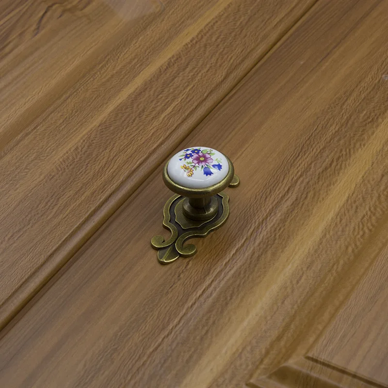 Синий цветок керамическая ручка двери и Европейский минималистичный шкаф ящик