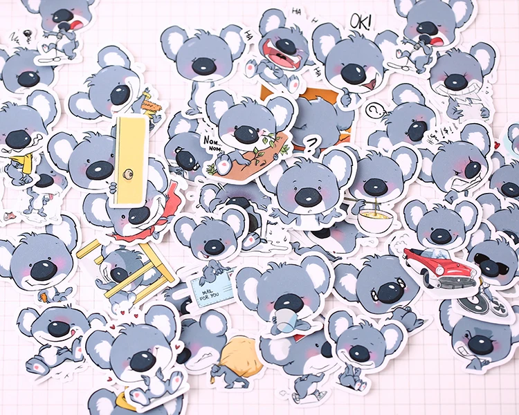 40 шт. милое животное коала корма упаковка наклеек Ручные Книги мультфильм дневник творческий diy крошечные полупрозрачные пасты канцелярские инструменты
