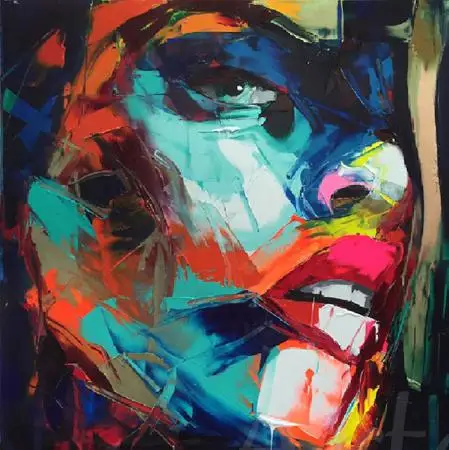 Франсуаза Nielly нож абстрактный рисунок на холсте портрет лица масло фигура, изображенная красками стены искусства картины украшения для дома - Цвет: White