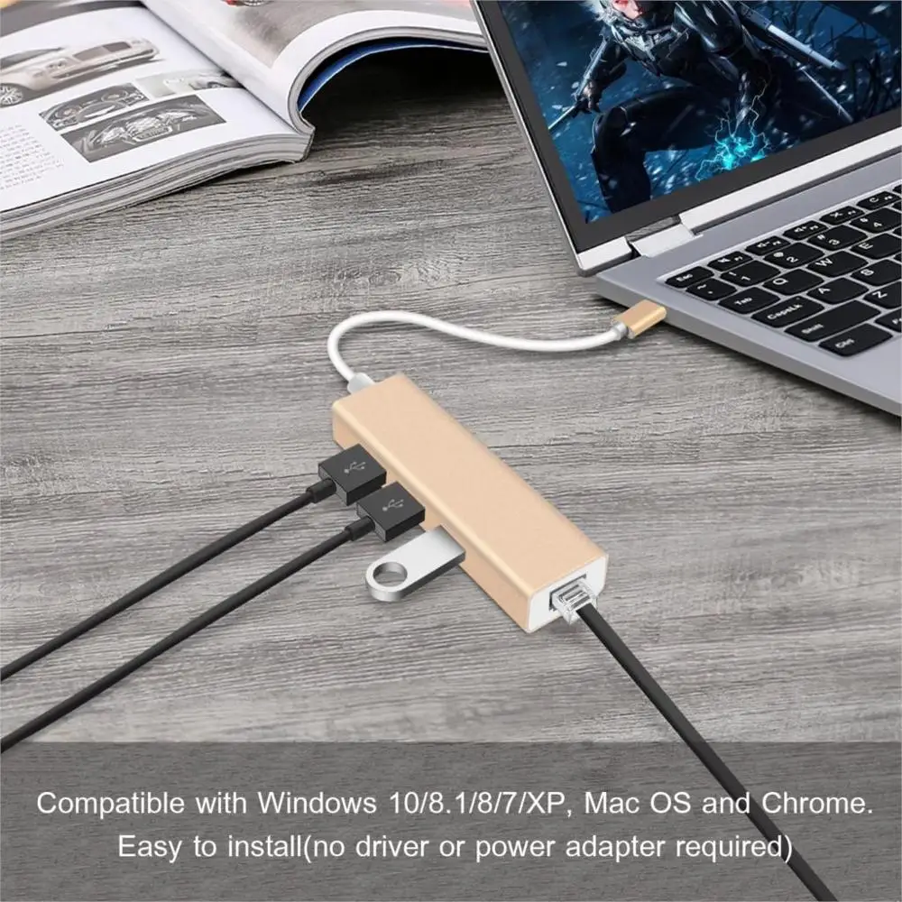 Basix usb 3 1 Type C концентратор для Ethernet Rj45 Lan адаптер порта типа Hub1000Mbps Gigabit USB3.0 сетевая