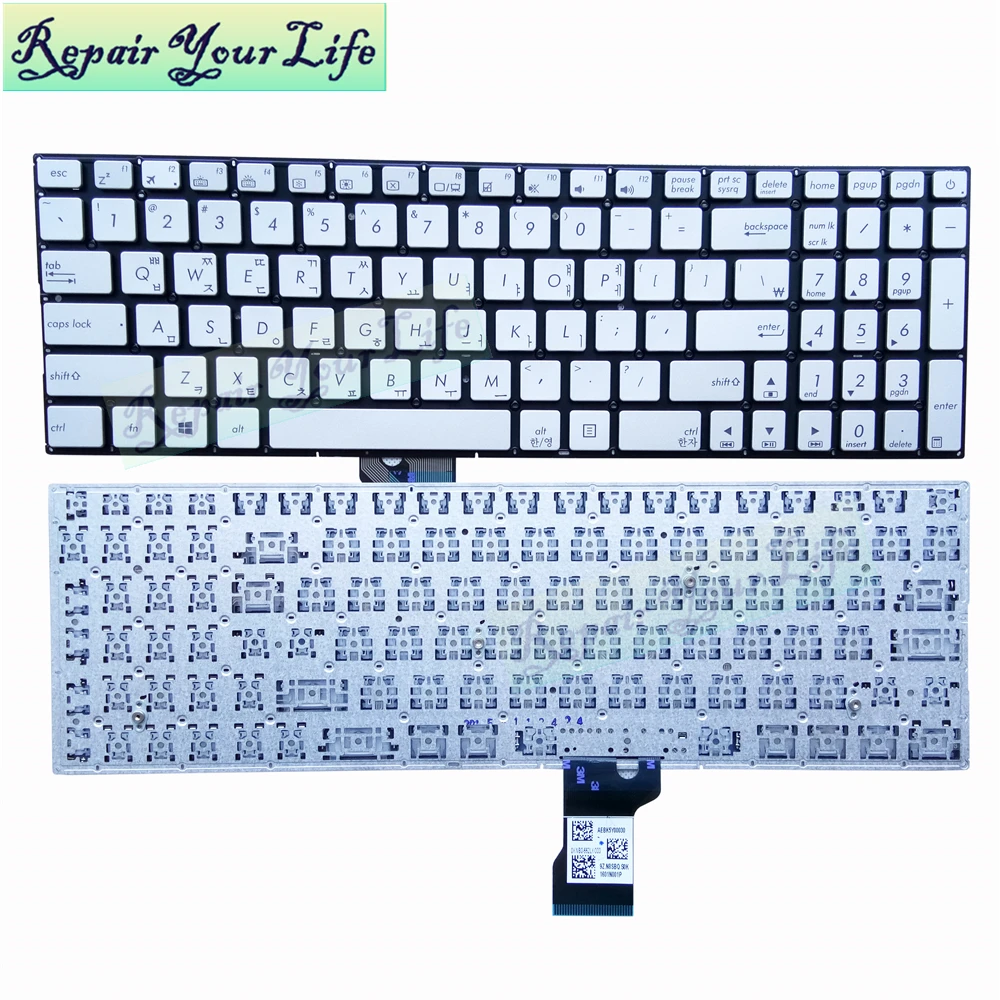 Запасная Клавиатура для ноутбука ASUS Q501 N501 N541 N501JW Korea KO KR серебристая новая