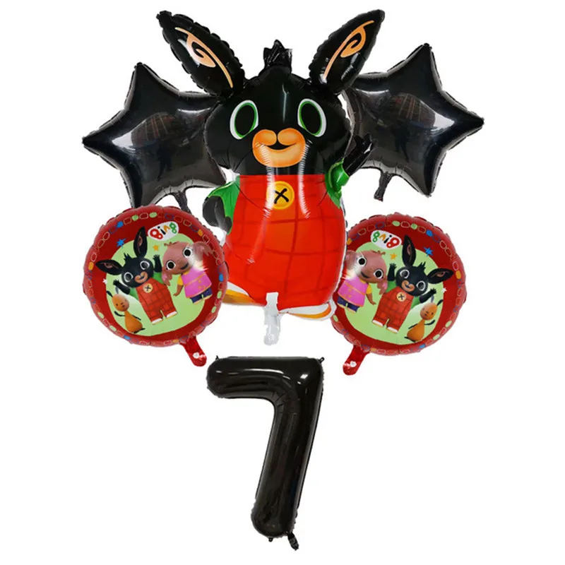 7 6 шт. Bing Bunny воздушные шары из фольги Мультяшные животные кролик шар 30 дюймов номер ребенок 1 9 день рождения Декор поставки игрушки - Цвет: 7