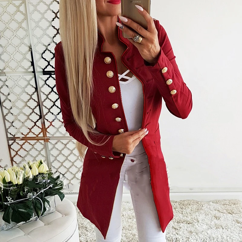 Винтажный однобортный офисный Женский блейзер 2019 свободный костюм с длинным
