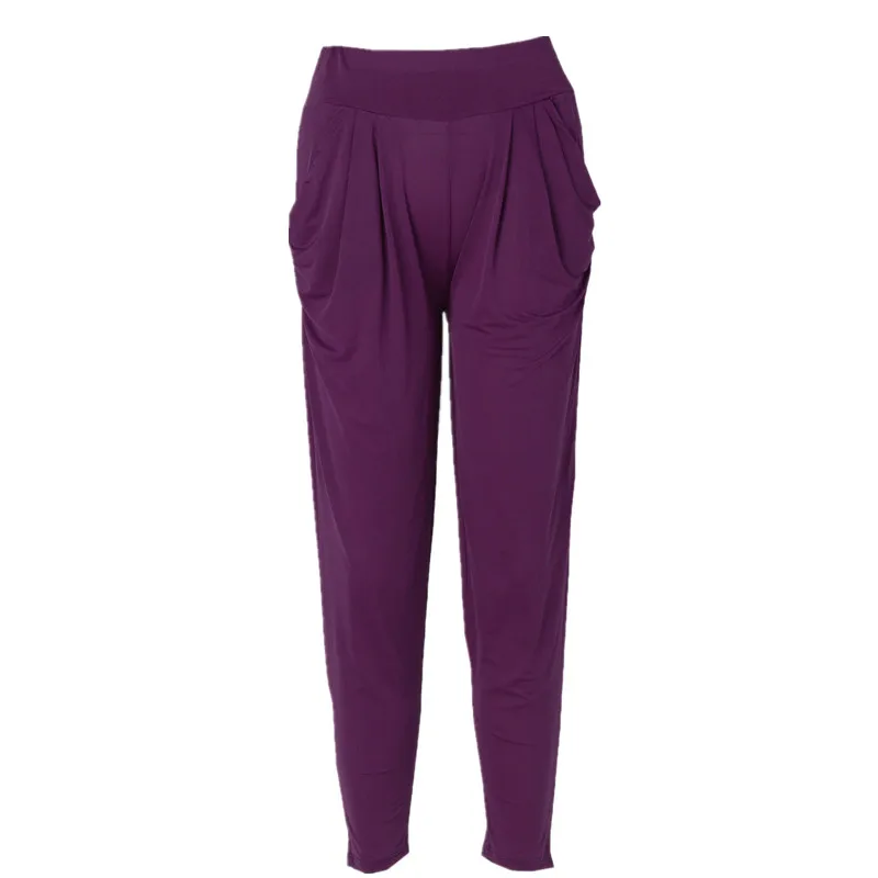 Женские повседневные свободные брюки однотонные хлопковые с эластичной