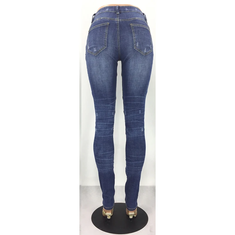 Темно-Синие рваные джинсы со средней талией снежинками и галстуком-краской для