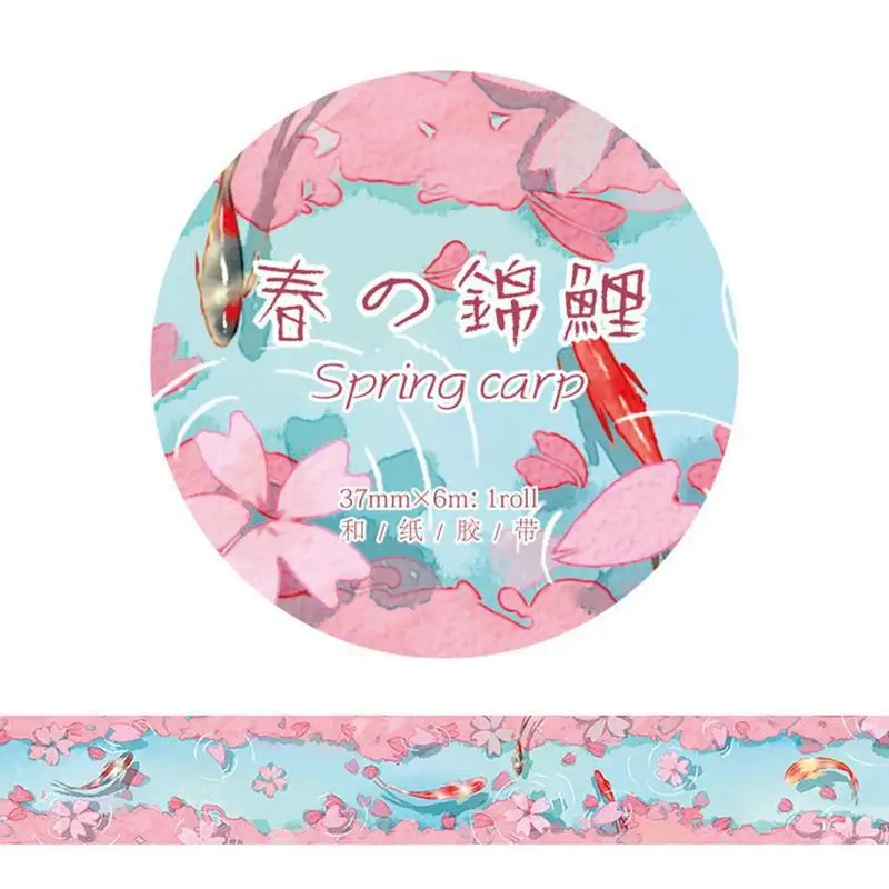 37mm Ancient The Four Seasons Carp Wild Crane Chinese ink Paintings Washi Tape DIY Planner Decoration Scrapbook Masking | Канцтовары для