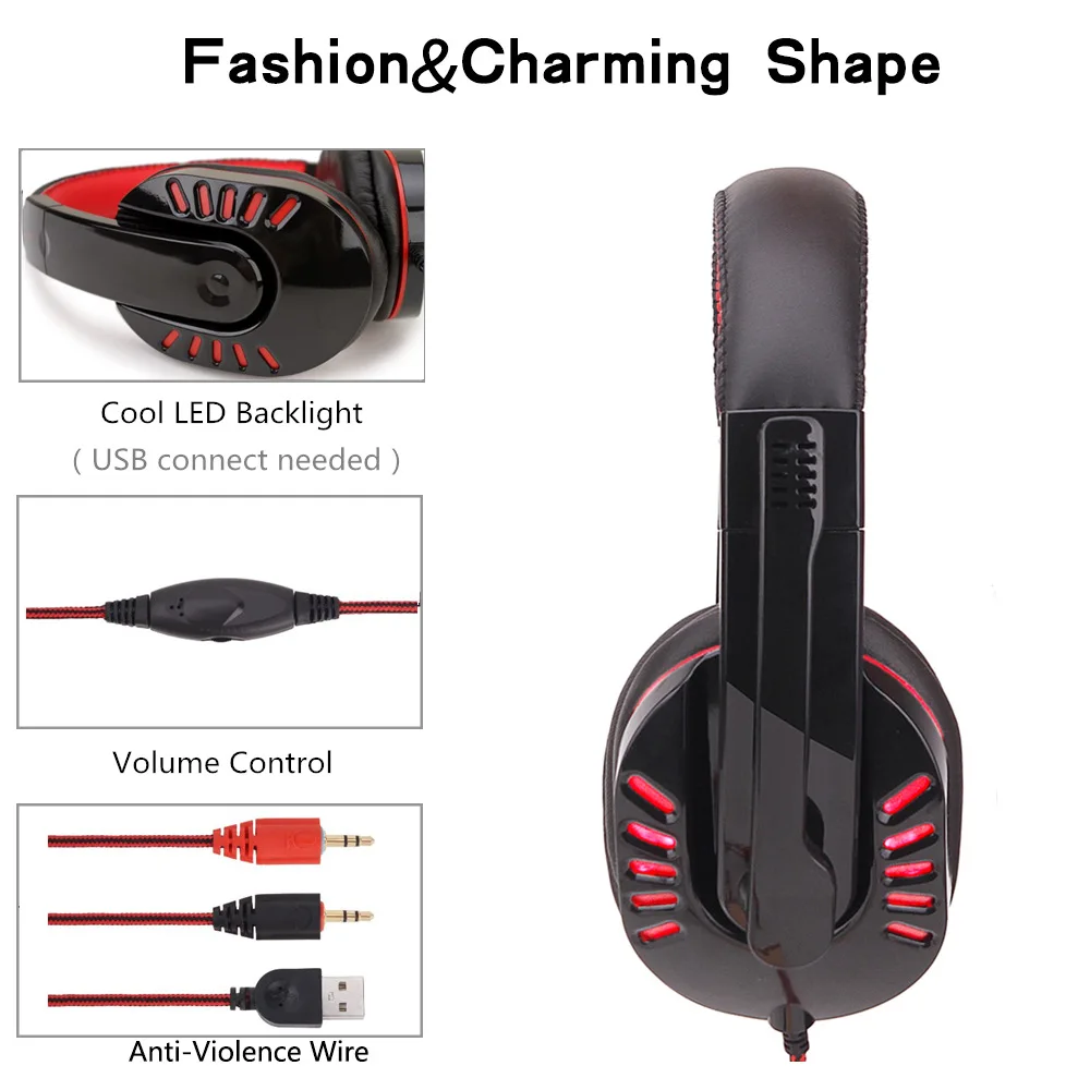 Компьютерные наушники проводные стерео с усиленными басами С микрофоном