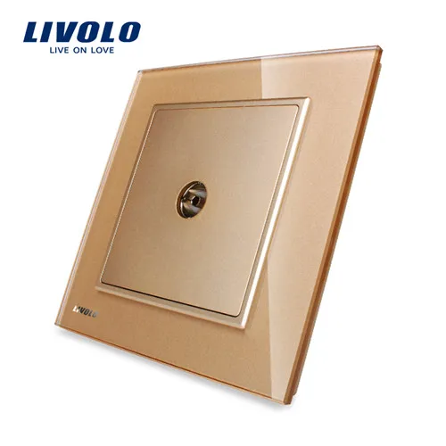 Gold LIVOLO Британский стандарт стиль современной настенная розетка для телевизора, причудливый розетка с панелью из белого прозрачного стекла, VL-W291V-12/11/13 - Тип: Gold
