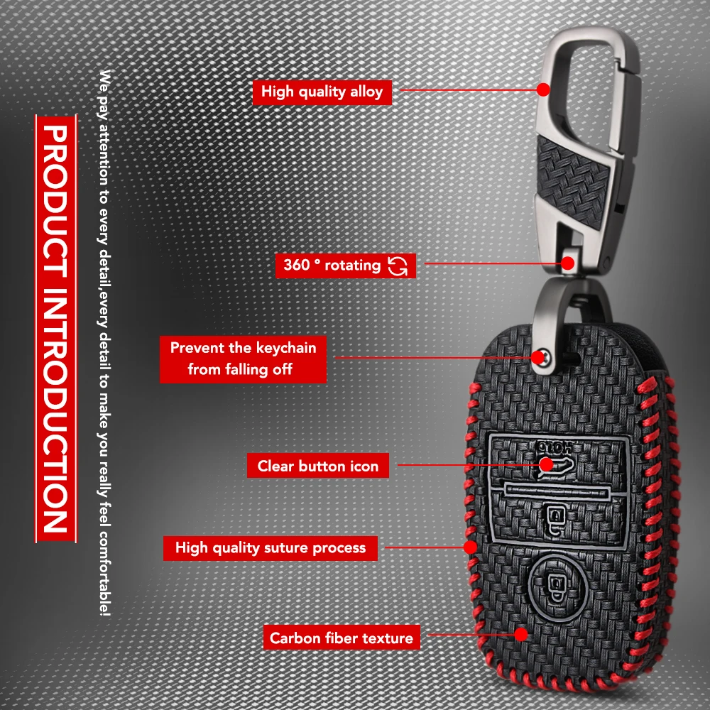 Чехол для автомобильного ключа из углеродного волокна чехол ключей брелок Kia Rio K3