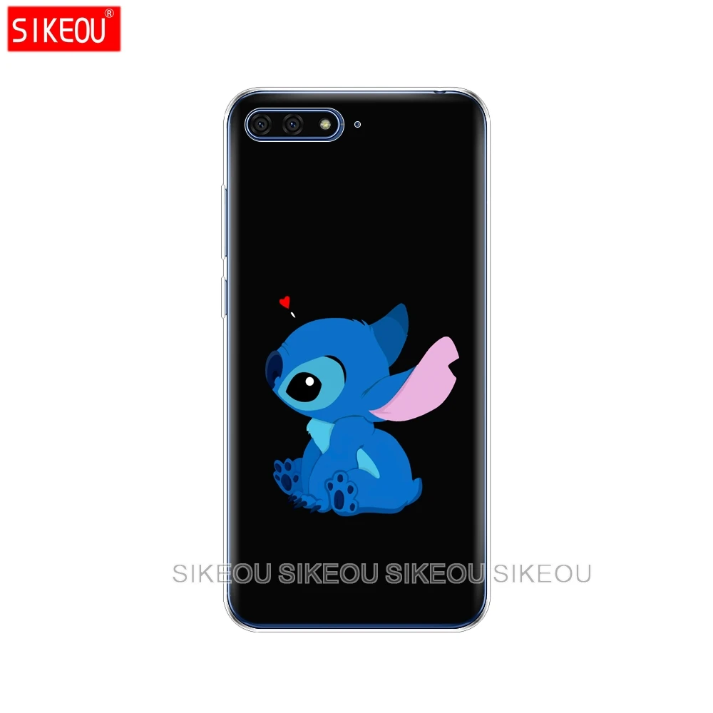 Silicone Cover Phone Case For Huawei Honor 7A PRO 7C Y5 Y6 Y7 Y9 2017 2018 Prime cute cartoon Lilo Stitch |