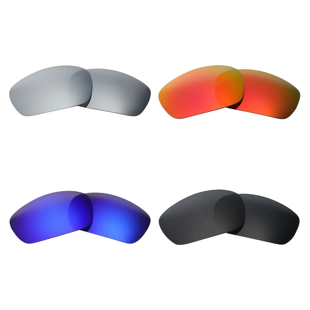 

4 Pairs Mryok POLARIZED Replacement Lenses for Oakley Jawbone Sunglasses Stealth Black & Ice Blue & Fire Red & Silver