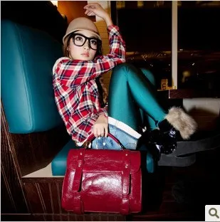 Star Korean box package VIVI magazine retro wind oil leather bag briefcase cross body bags women handbags T217 |