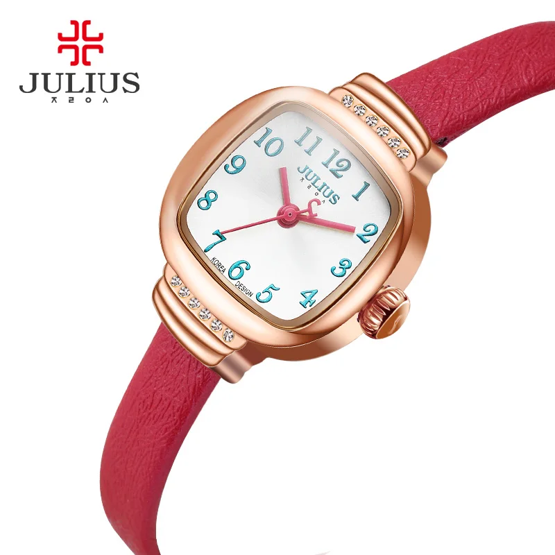 

Fashion Erkek Saat Quartz Watch Women JULIUS Horloges Women Erkek Kol Saati Fashion Casual Rhinestone Rose Gold Alloy Waterproof