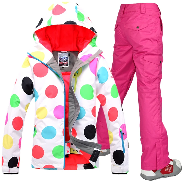 Skisuit5 ski suits warm female models waterproof genuine veneer double plate color dot | Спорт и развлечения
