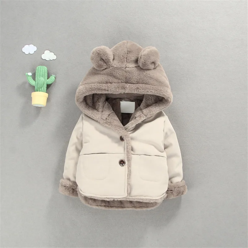 SFC-014 2018 New Winter baby girl coats children Rabbit Ear Hooded Outwear Newborn Baby girls sweet warm Jacket | Мать и ребенок