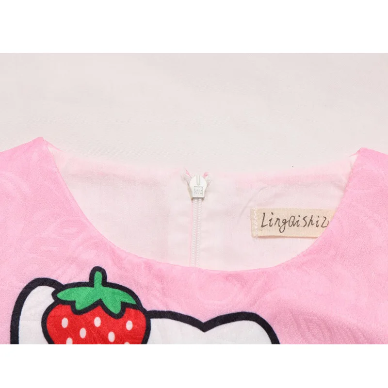 Модное платье для девочек летнее с рисунком кота праздничное костюм на день