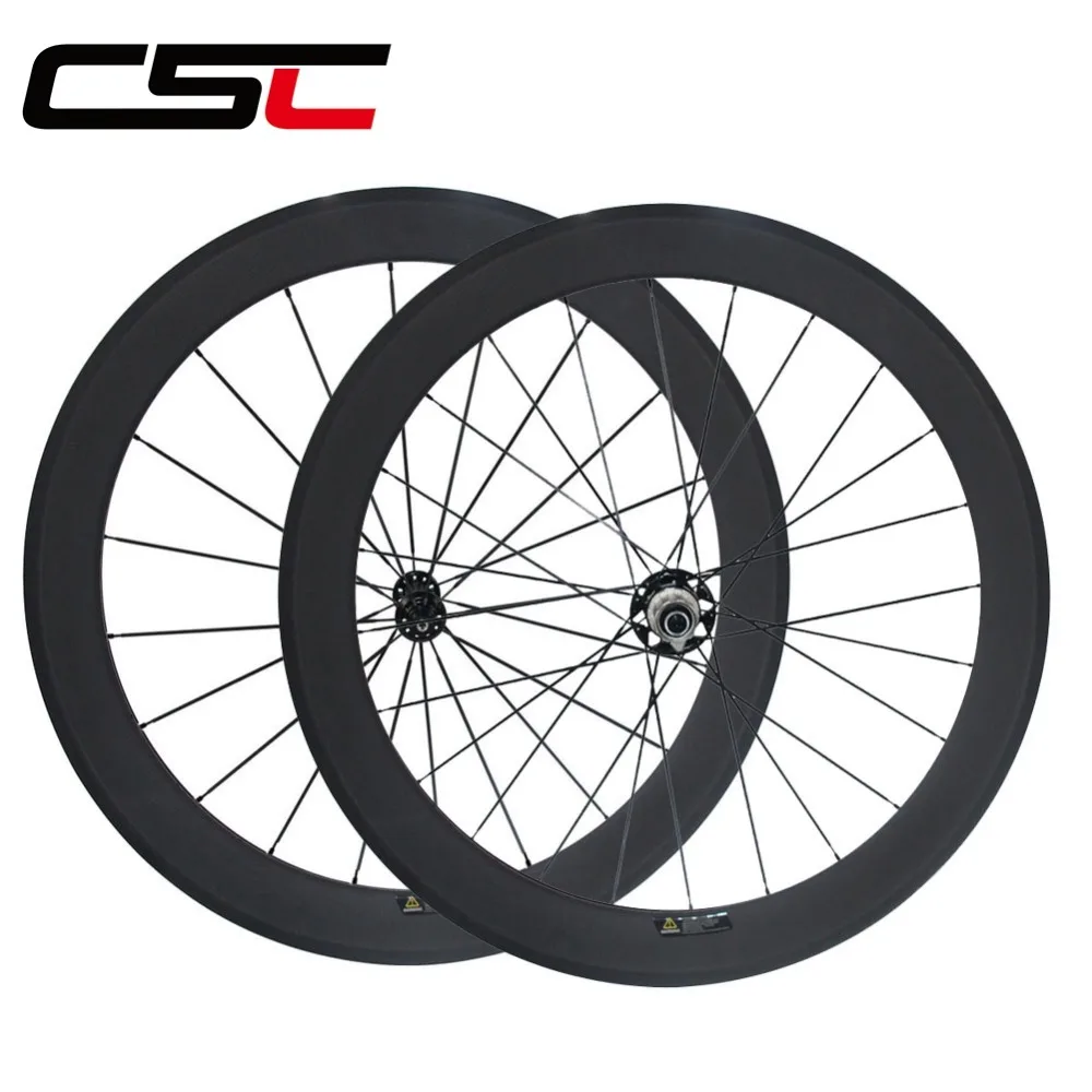 

CSC 700C carbon road bicycle 50mm depth 27.5mm width clincher wheels with Powerway R13 or novatec hub bike wheelset
