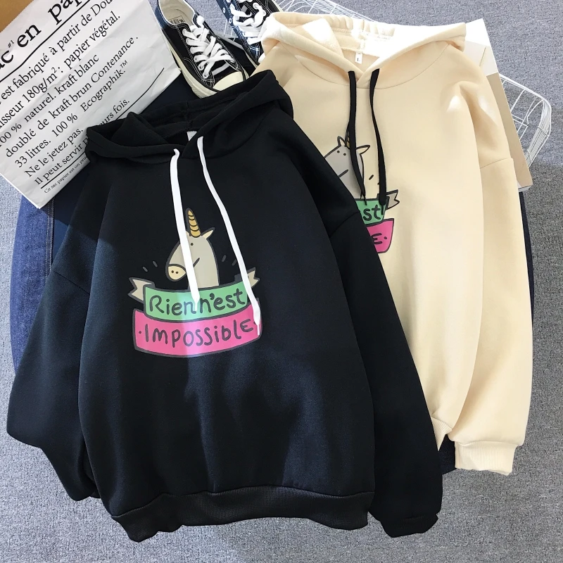 Новое поступление 2018 осенне зимнее женское пальто с милым принтом единорога