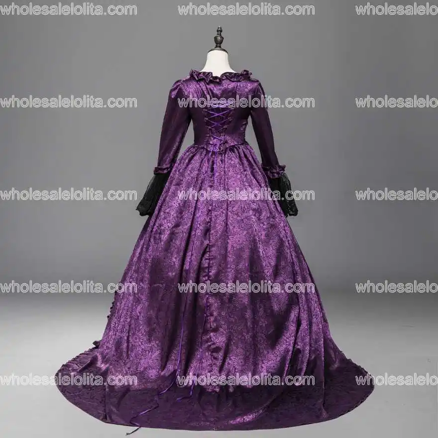 Фиолетовое высококачественное бальное платье в стиле ренессанс фэйр темная