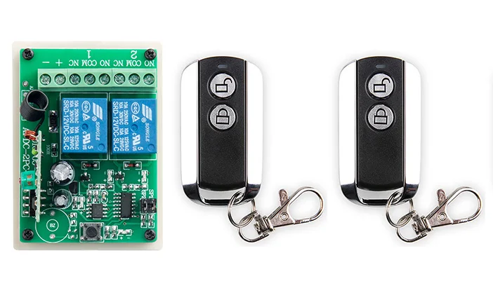 Универсальный беспроводной ресивер DC 12 В, 2 канала, 10 А, фотосессия, 1 шт. и 2 шт., металлический водонепроницаемый пульт дистанционного управления с 2 клавишами