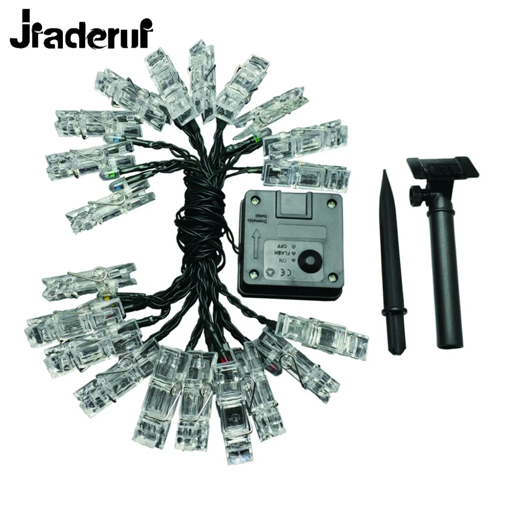 Jiaderui фото клип Солнечный свет шнура 20LED 3 режима мерцающий Рождество Звездный