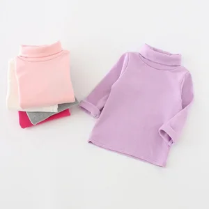 Футболка с длинными рукавами для девочек на осень и зиму, простая хлопковая Водолазка для маленьких девочек, топы для детей, одежда для маленьких девочек, DQ708