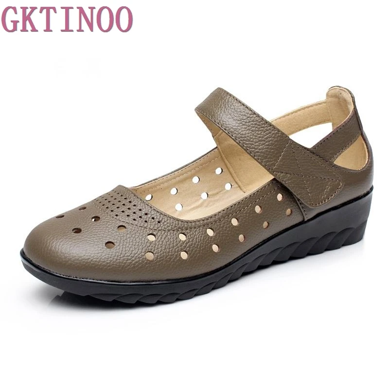 Летняя модная обувь женские босоножки из натуральной кожи коровьей на танкетке с