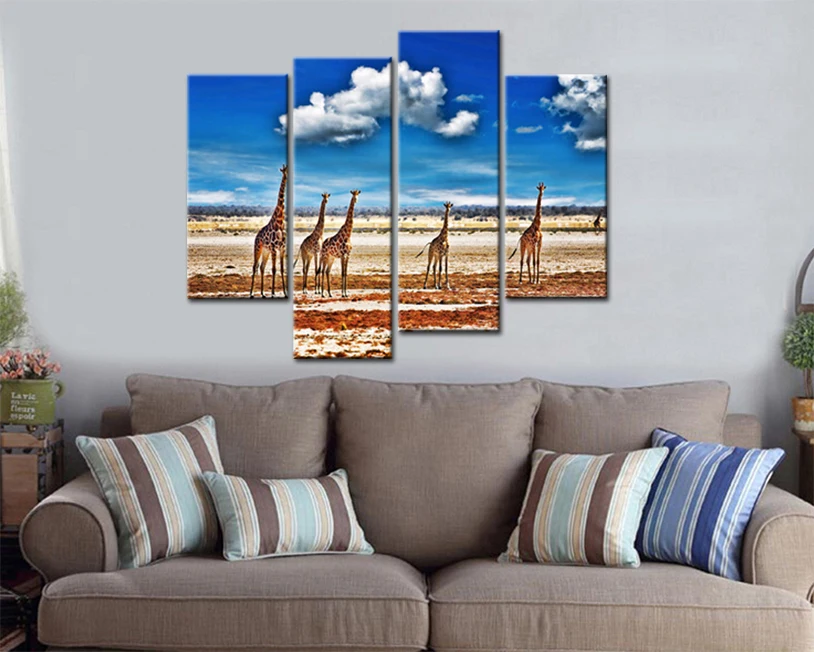 Картина на холсте с изображением жирафа 4 шт.|oil painting|wall decor picturecanvas painting |