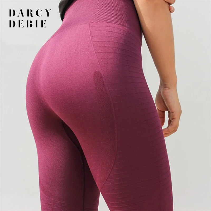 Darcydebie женские синие бесшовные леггинсы контроль живота Йога Высокая талия попа