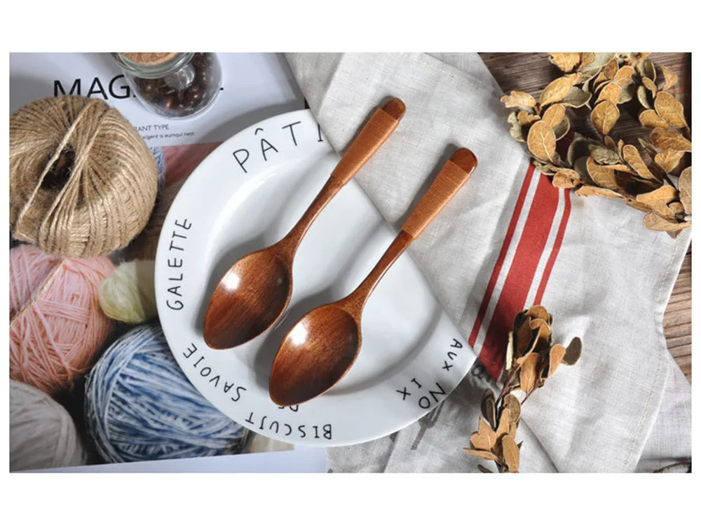 Ручная деревянная ложка с веревкой примитивное дерево Совок дети приспособления