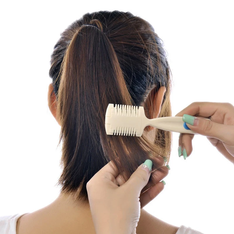 2 в 1 Профессиональная расческа для волос с лезвием ножницы домашний пластиковый