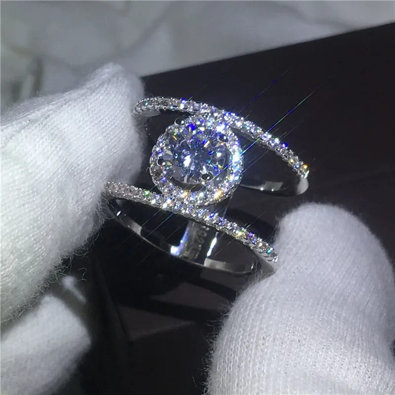 Женское Обручальное Кольцо H Style обручальное кольцо с фианитом AAAAA белое золото