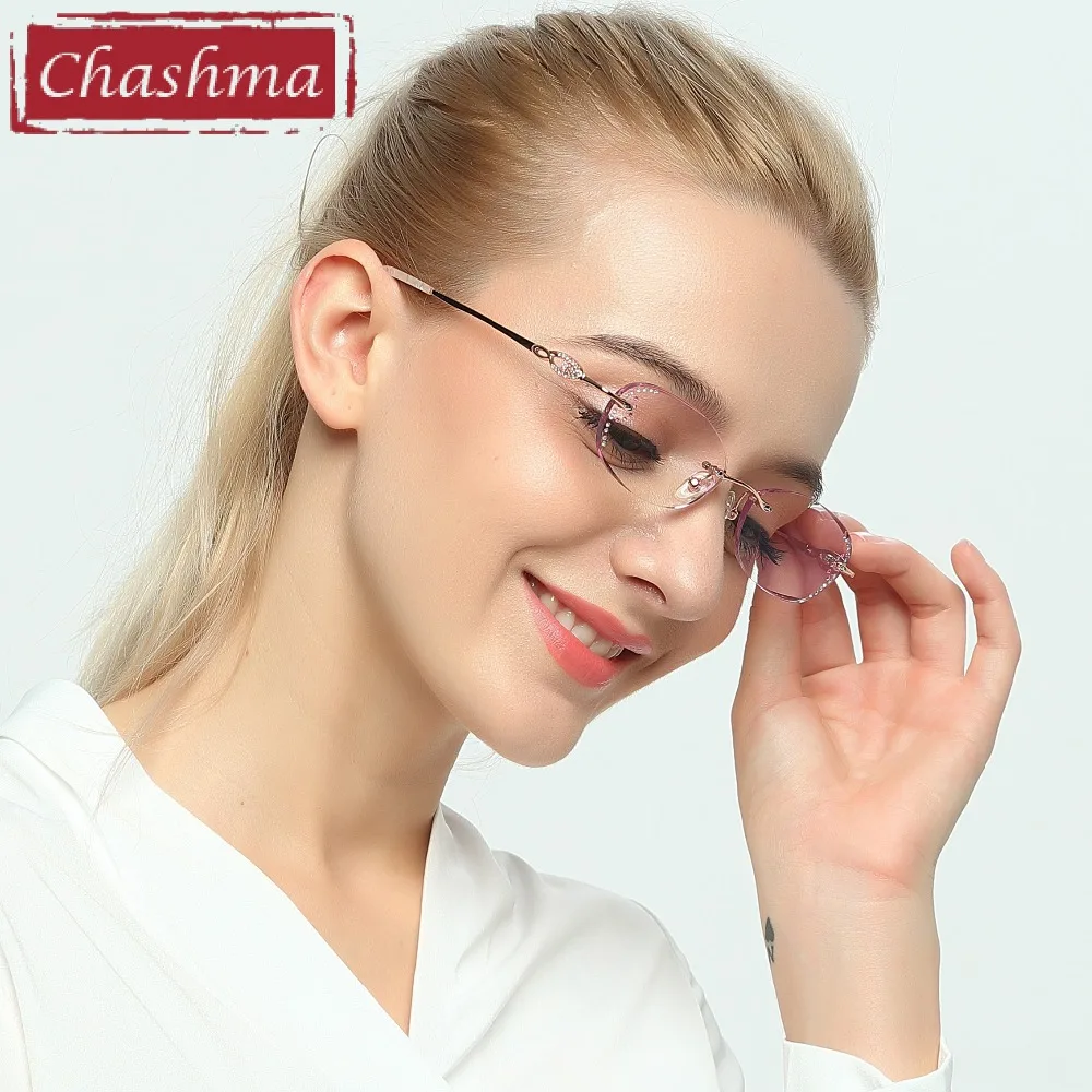 Брендовые женские очки Chashma в оправе прозрачные с линзами алмазным оттенком для